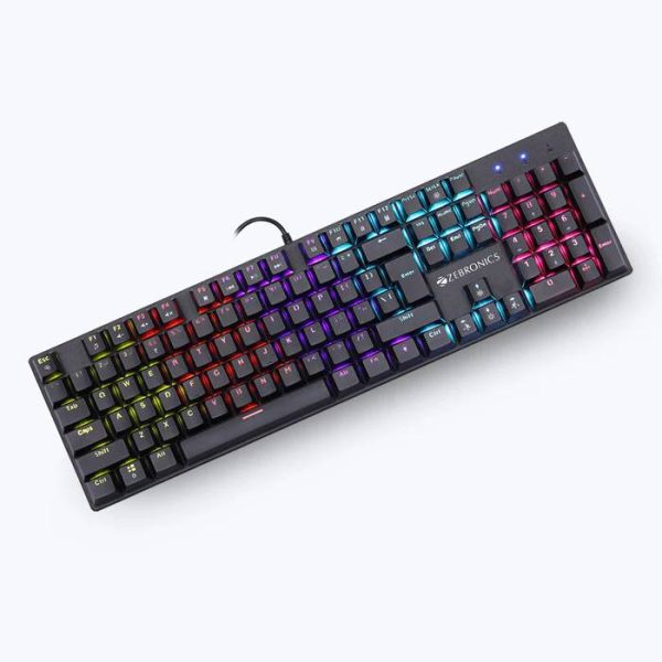 Zebronics Zeb-Nitro Plus Full Size Mechanical Keyboard with 104 Keys/ 12 Backlight LED Modes/ 3 Levels of Brightness/ Bottom Rubber Grip - (ZEB-K4001M)