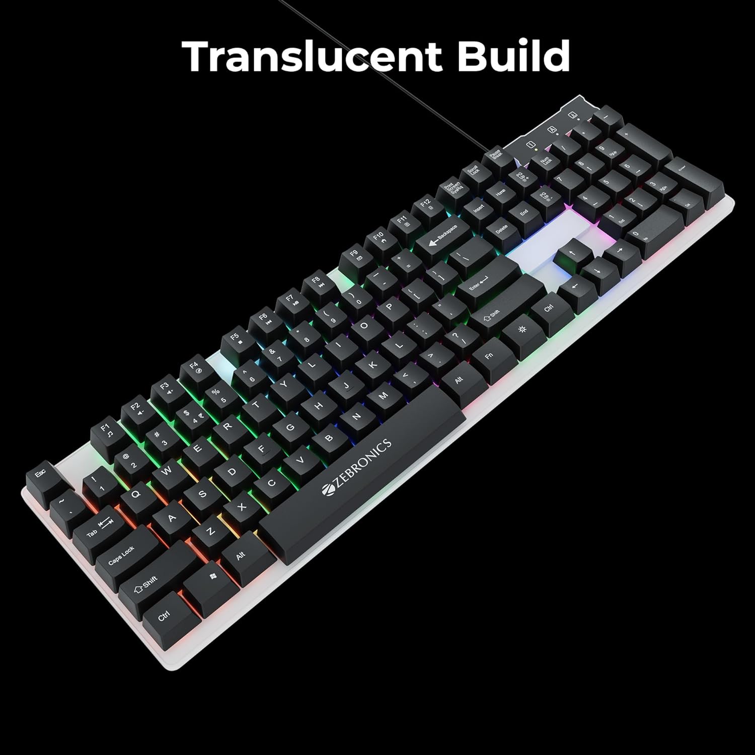 Zebronics Trion USB Keyboard & Mouse Gaming Combo 104 Keys Backlit, Translucent Material, Multi Color LED, Multi DPI Modes, High Precision Key - Image 2