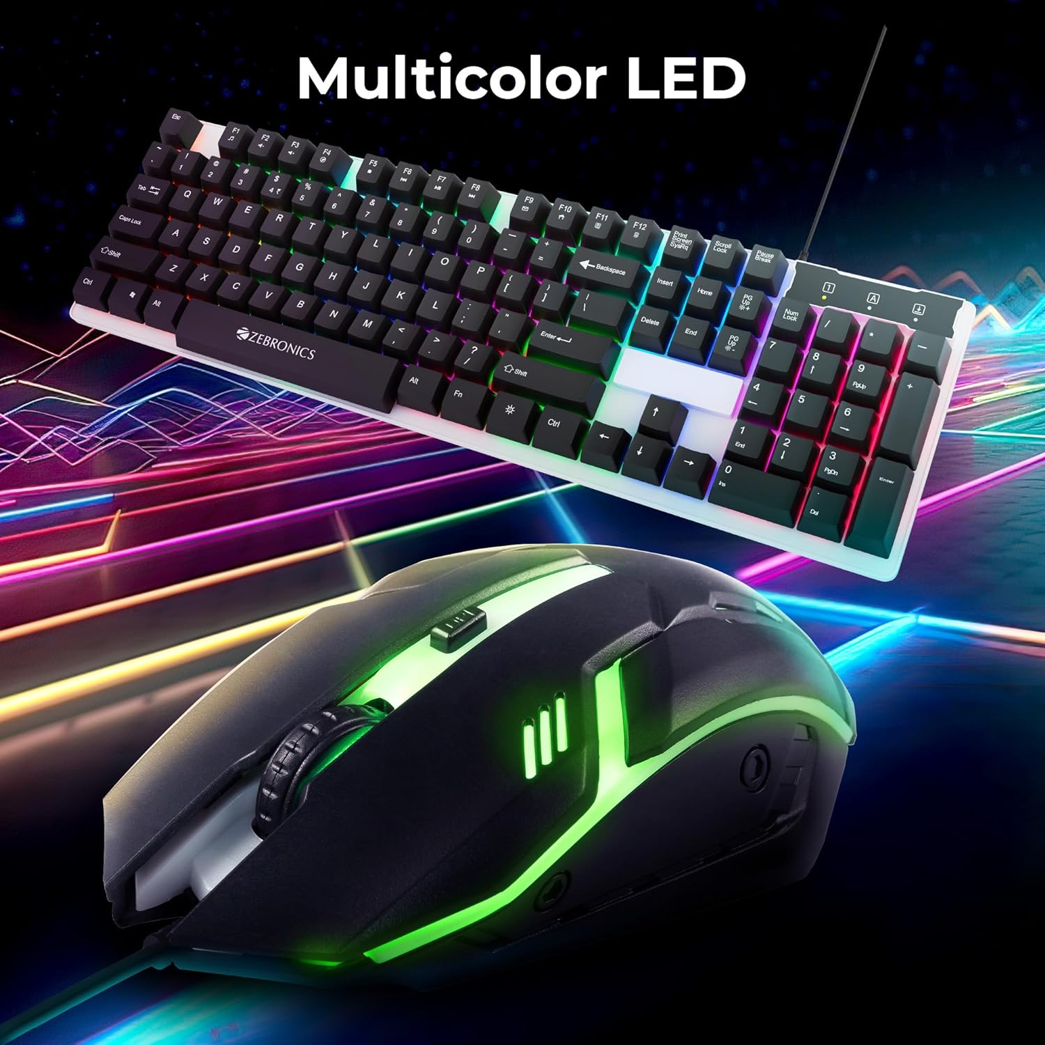 Zebronics Trion USB Keyboard & Mouse Gaming Combo 104 Keys Backlit, Translucent Material, Multi Color LED, Multi DPI Modes, High Precision Key - Image 5