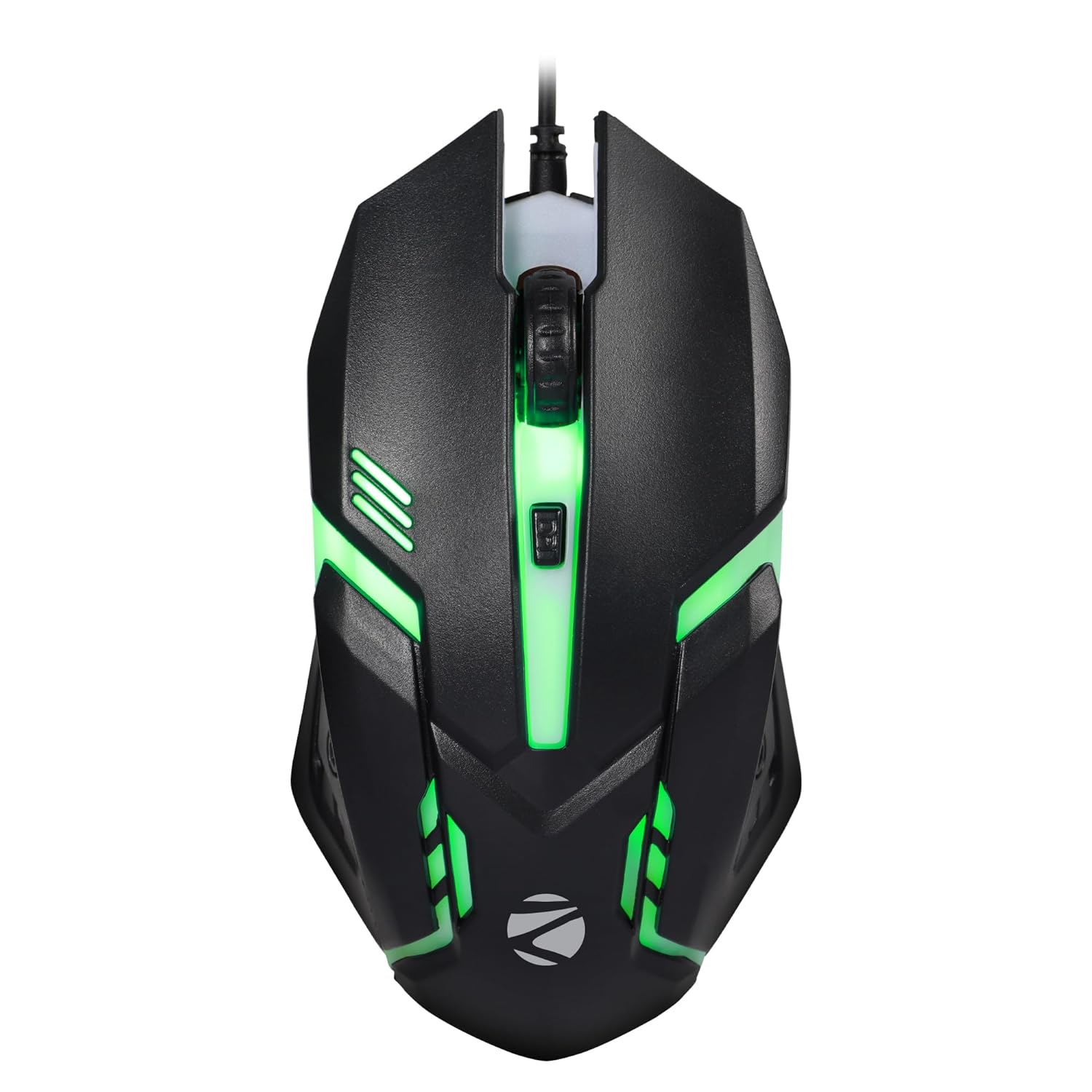 Zebronics Uzi High Precision Wired Gaming Mouse with 4 Buttons, Rainbow LED Lights, DPI Switch with 800/1200/1600/2400 DPI, Plug and Play, 3 Million clicks, Lightweight Mouse