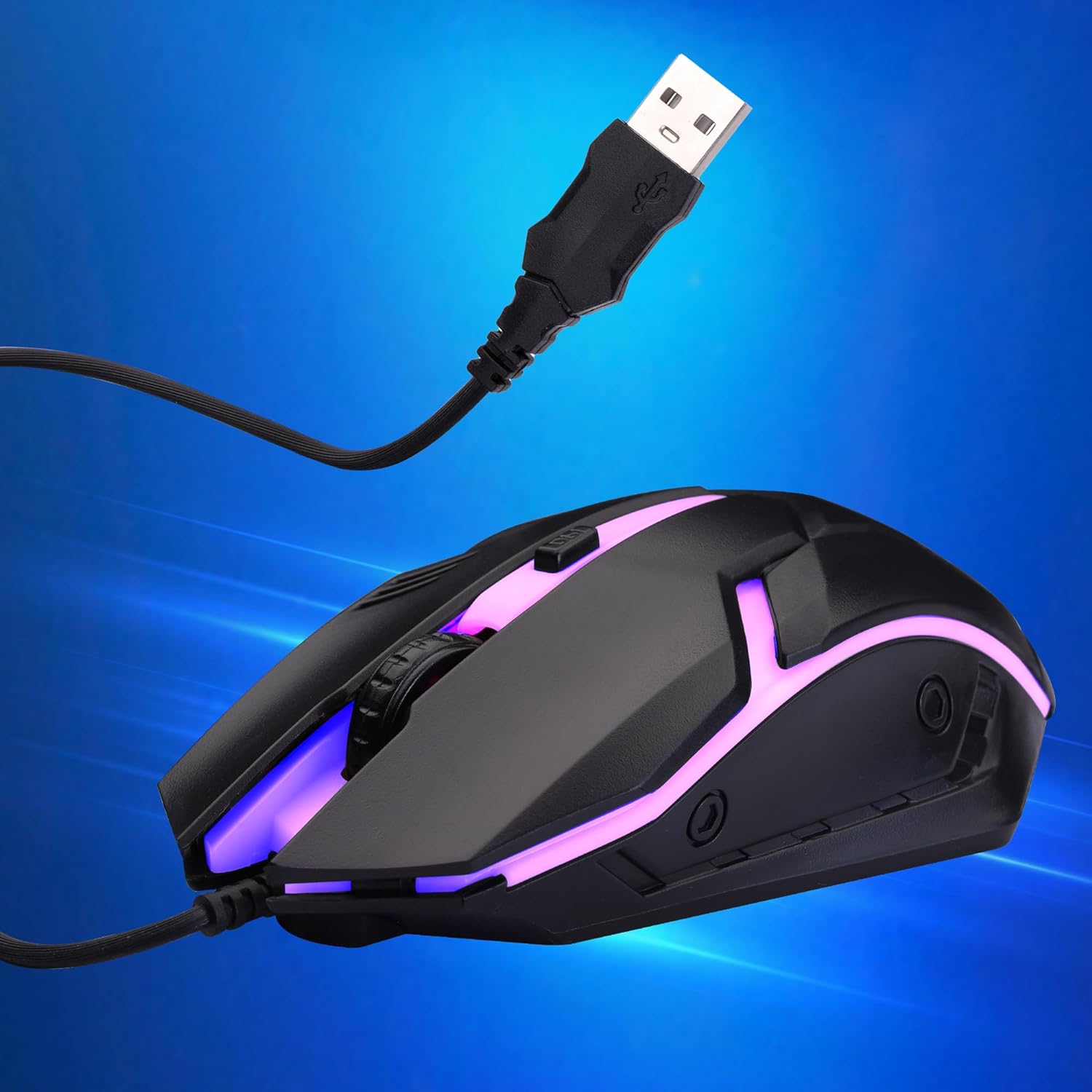 Zebronics Uzi High Precision Wired Gaming Mouse with 4 Buttons, Rainbow LED Lights, DPI Switch with 800/1200/1600/2400 DPI, Plug and Play, 3 Million clicks, Lightweight Mouse - Image 4