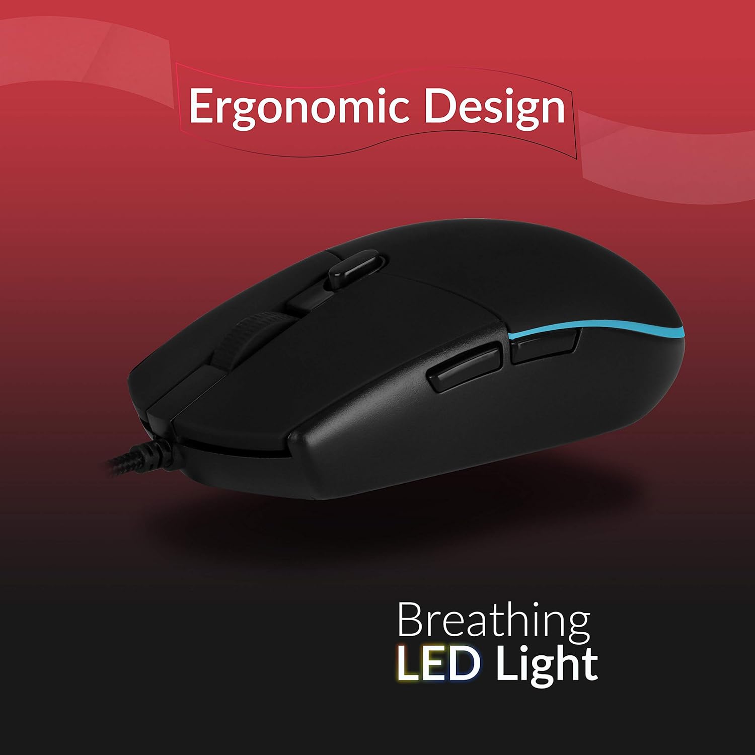 Zebronics War Gaming Keyboard and Mouse Combo, Gold Plated USB, Braided Cable, Multicolour LEDs/Gaming Mouse with breathing LEDs and 3200 DPI - Image 4