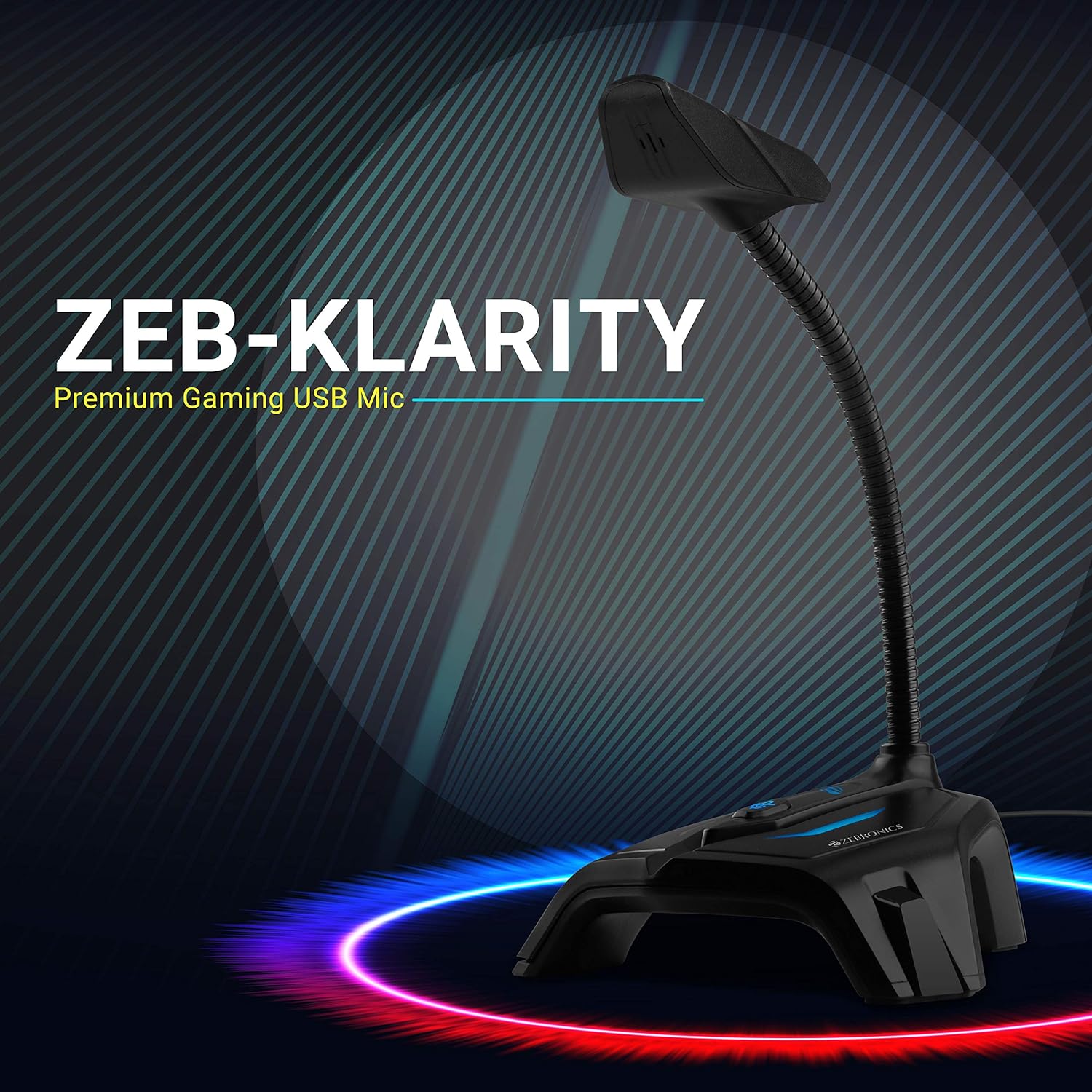 Zebronics Zeb-Klarity USB Gaming Mic for Recording/ Streaming/ compatible with PC/ Omni Directional sound pickup/ Flexible Neck/ Mute Button - Image 2