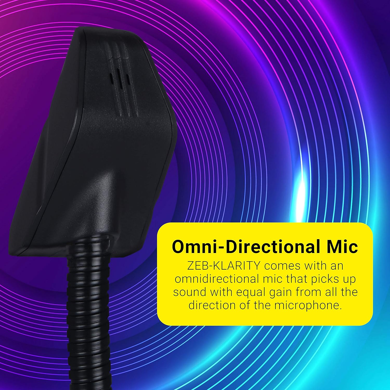 Zebronics Zeb-Klarity USB Gaming Mic for Recording/ Streaming/ compatible with PC/ Omni Directional sound pickup/ Flexible Neck/ Mute Button - Image 4