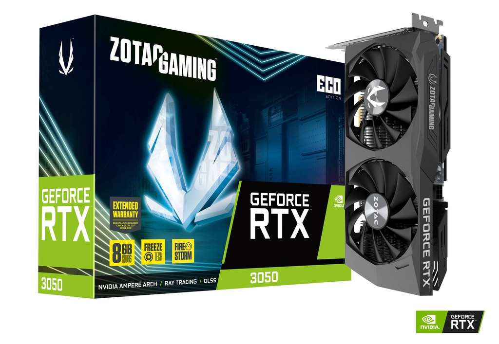Zotac Gaming GeForce RTX 3050 ECO 8GB GDDR6 128-Bit Dual Fan Graphics Card (ZT-A30500K-10M)
