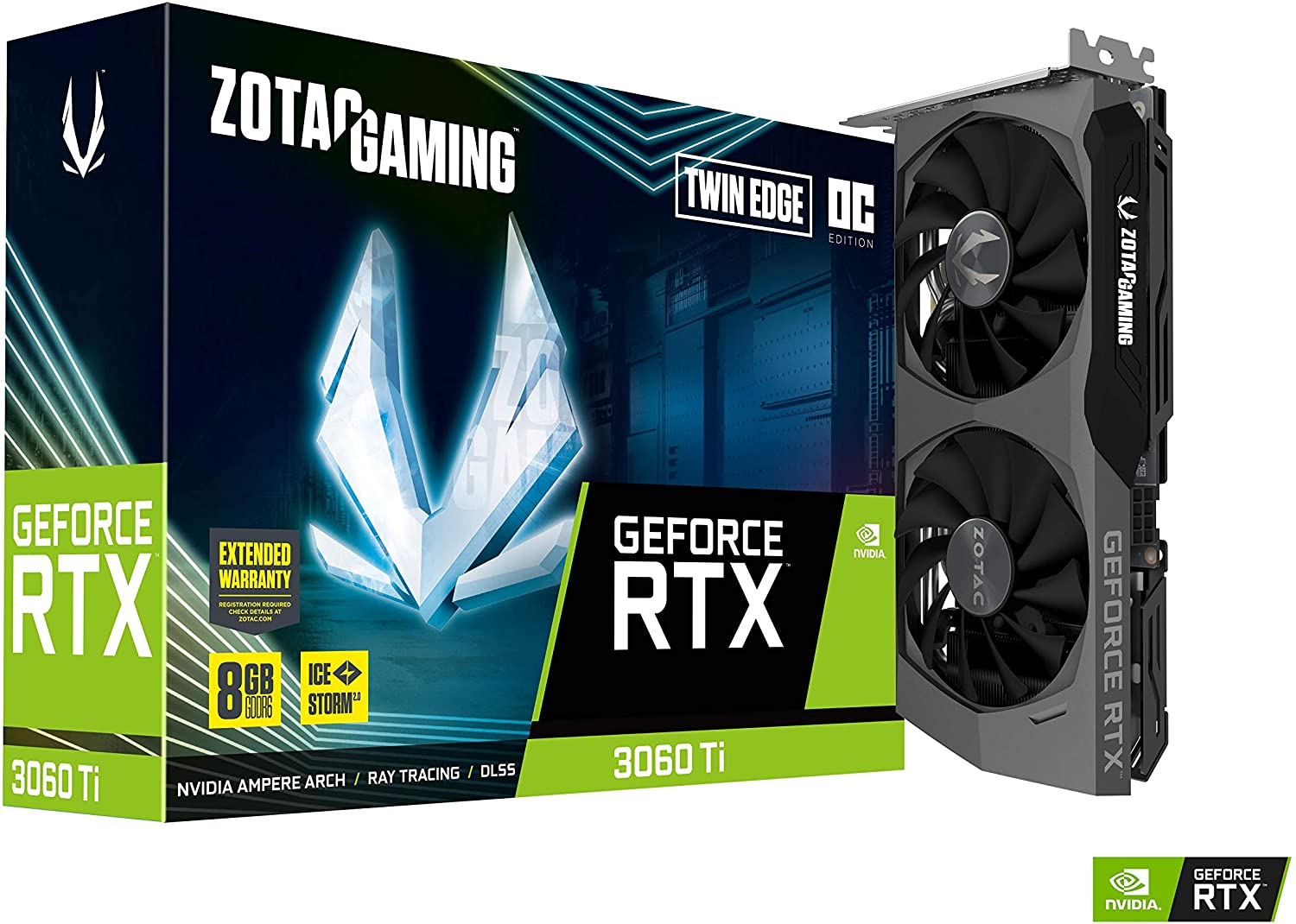 Zotac Gaming Geforce RTX 3060 Ti Twin Edge OC 8GB GDDR6 256-Bit Dual Fan LHR Graphics Card (ZT-A30610H-10MLHR)
