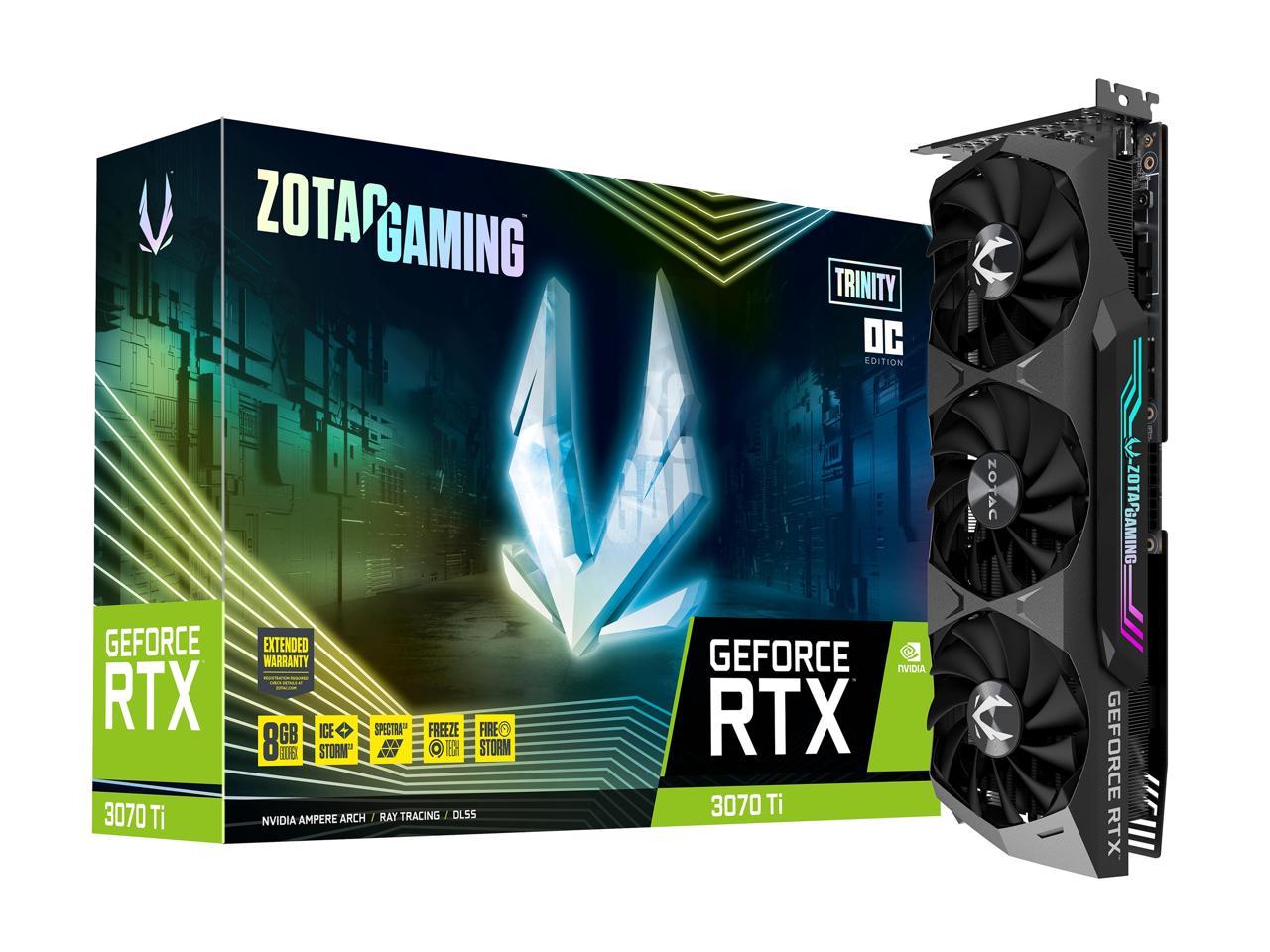 ZOTAC Gaming GeForce RTX 3070 Ti Trinity OC 8GB GDDR6X 256-Bit Triple Fan Graphics Card (ZT-A30710J-10P)