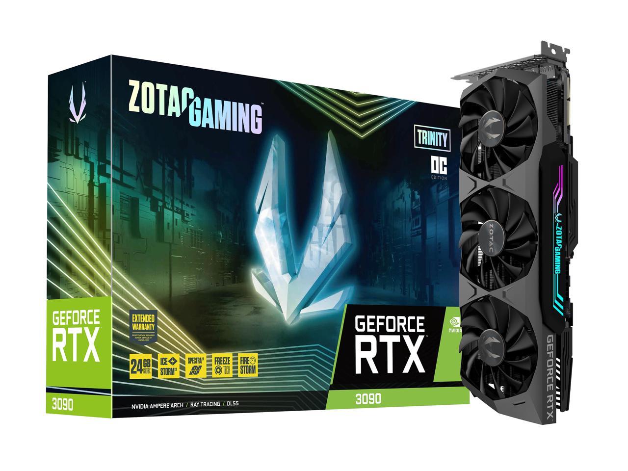Zotac Gaming Geforce RTX 3090 Trinity OC 24GB GDDR6X 384-Bit Triple Fan Graphics Card (ZT-A30900J-10P)