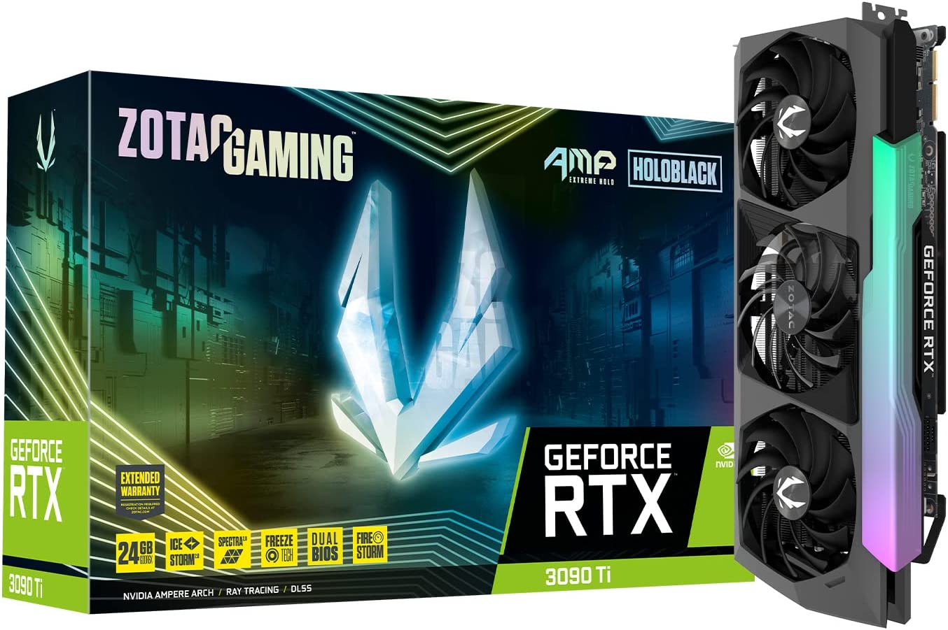 Zotac Gaming GeForce RTX 3090 Ti AMP Extreme Holo 24GB GDDR6X 384-Bit Triple Fan Graphics Card (ZT-A30910B-10P)
