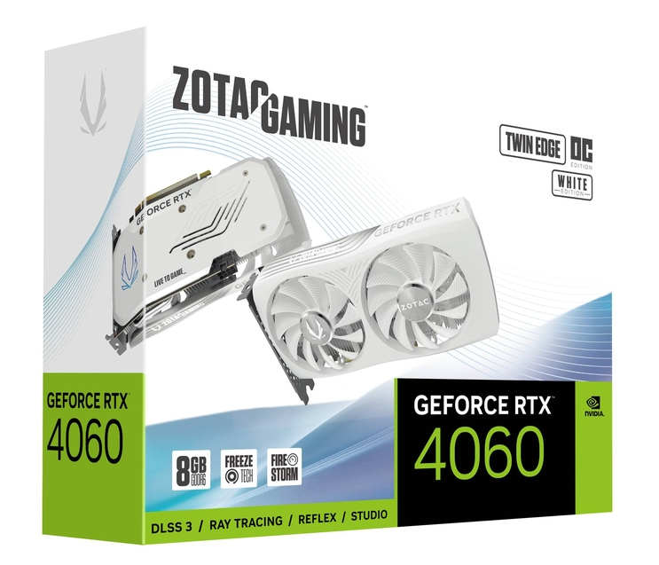 Zotac Gaming GeForce RTX 4060 8GB Twin Edge OC White Edition GDDR6 128-Bit Dual Fan Graphics Card (ZT-D40600Q-10M)