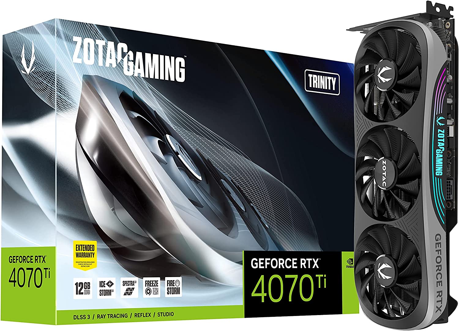 Zotac Gaming GeForce RTX 4070 Ti Trinity 12GB GDDR6X 192-Bit Triple Fan Graphics Card (ZT-D40710D-10P)