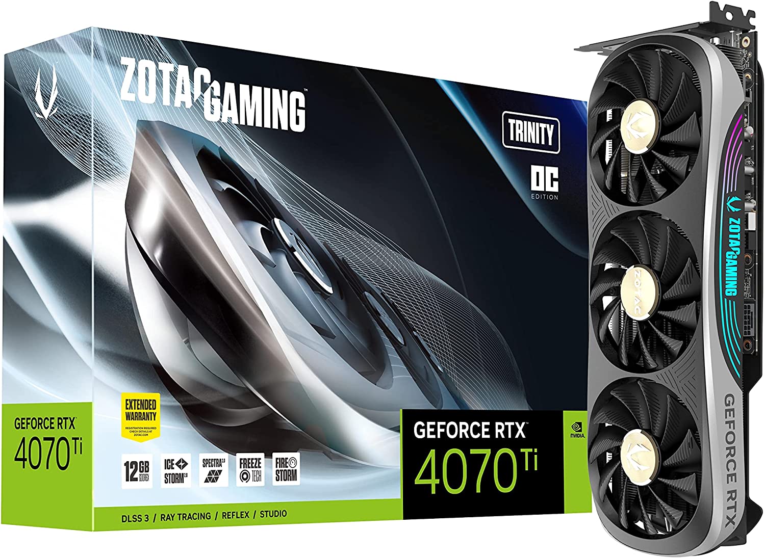 Zotac Gaming GeForce RTX 4070 Ti Trinity OC 12GB GDDR6X 192-Bit Triple Fan Graphics Card (ZT-D40710J-10P)