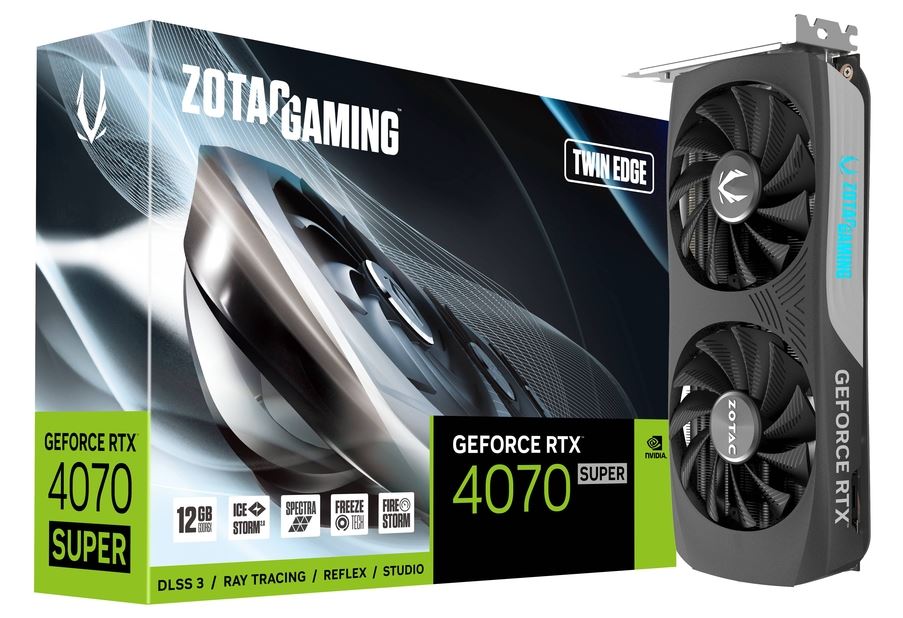 Zotac Gaming GeForce RTX 4070 SUPER Twin Edge 12GB GDDR6X 192-Bit Dual Fan Graphics Card (ZT-D40720E-10M)