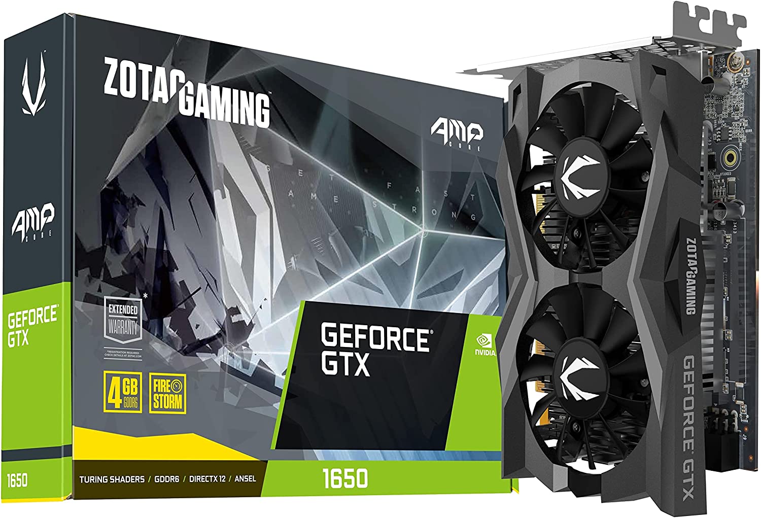 Zotac Gaming GeForce GTX 1650 AMP Core GDDR6 4GB 128-Bit Dual Fan Graphics Card (ZT-T16520J-10L)