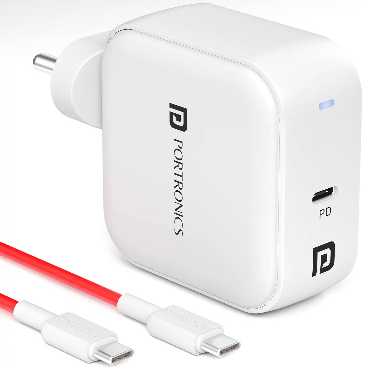 Portronics Adapto 65C 65W Type C PD Super Fast Charger Adaptor for Laptop, Smartphone, iPads & Tablets, GaN Technology, Best for Samsung, iPhone, Nothing, iPads, MacBook, Type C Laptop(White)