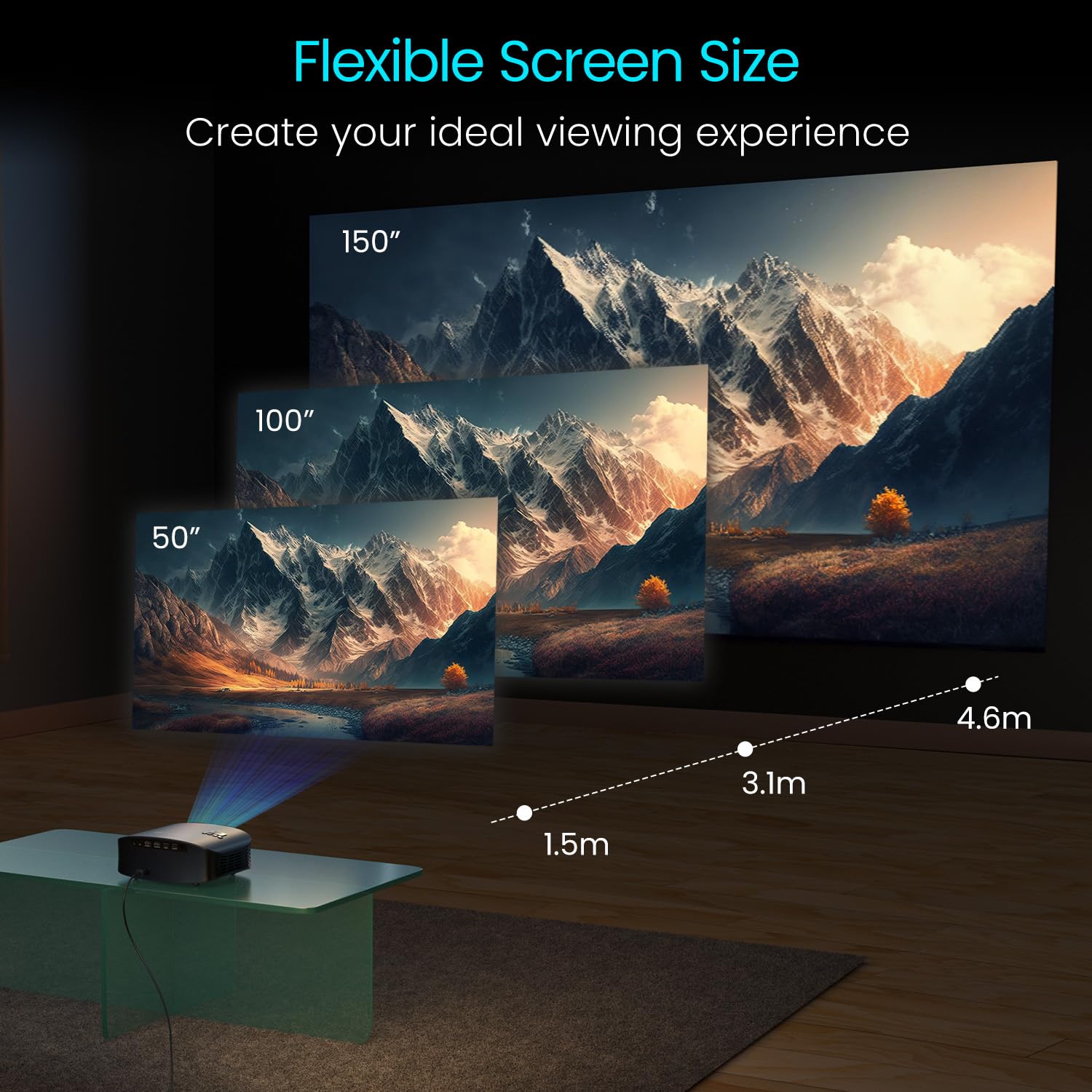 Portronics Beem 490 Smart LED Projector with 1080p Full HD, Streaming Apps (Netflix, Prime Video, Hotstar), Automatic Focus, Auto Keystone Correction, 6000 Lumens, Bluetooth, Wi-fi, 5W Speaker (Grey) - Image 2