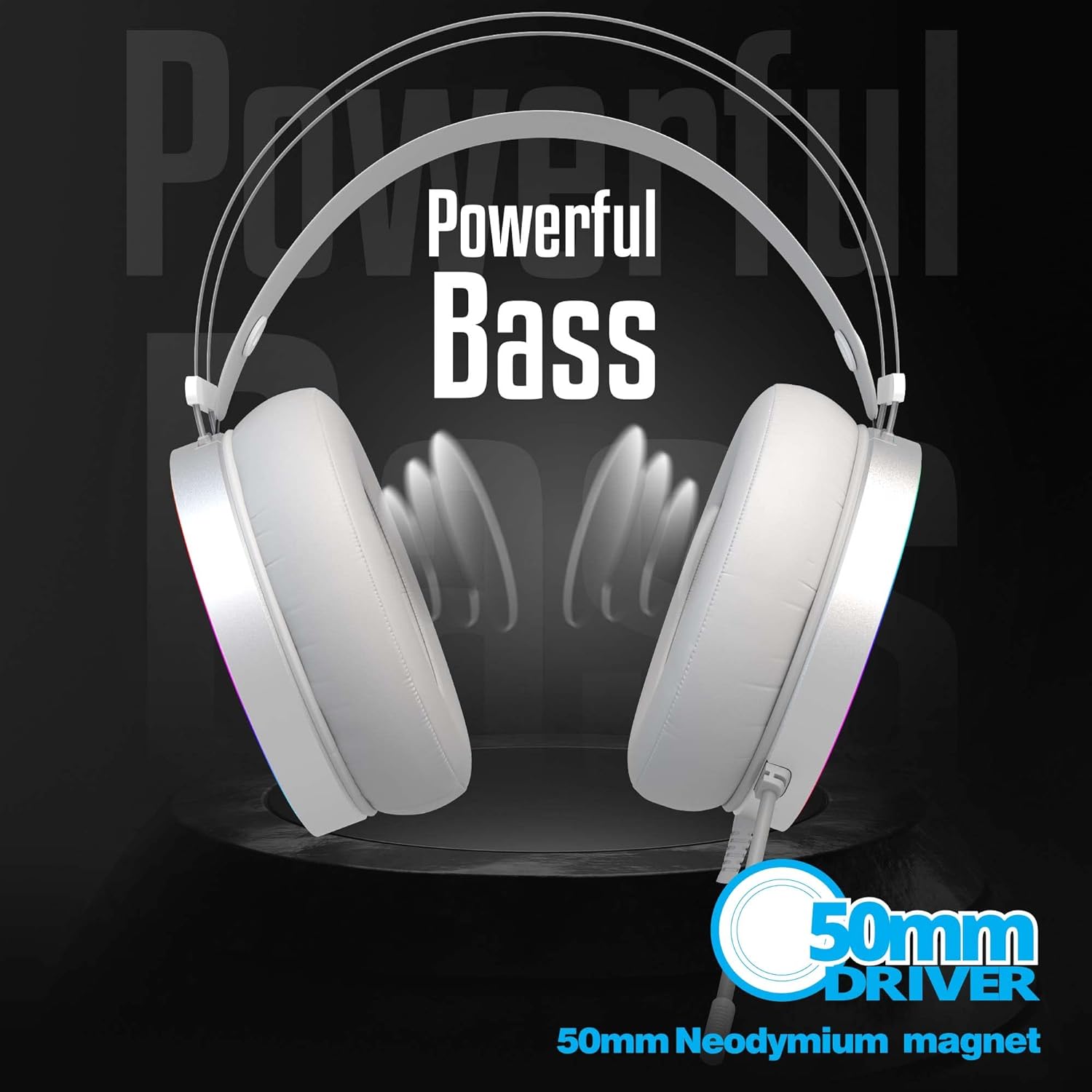 ZEBRONICS Zeb-Blitz USB Gaming Wired On Ear Headphones with Mic with Dolby Atmos/ RGB Led/ Windows Software/ Simulated 7.1 Surround Sound/ 2.4 Meter Braided Cable Flexible Padded Ear Cushions (White) - Image 5