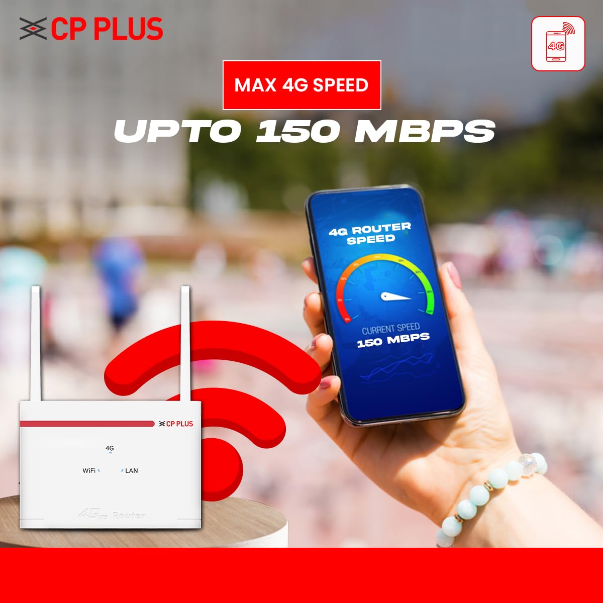 CP Plus 4G LTE Wi-Fi Router (CP-XR-DE21-S) - High Speed 4G Internet & Wider Wi-Fi Coverage upto 10m | Support External Antenna | Support Reset, WPS Button - Image 3