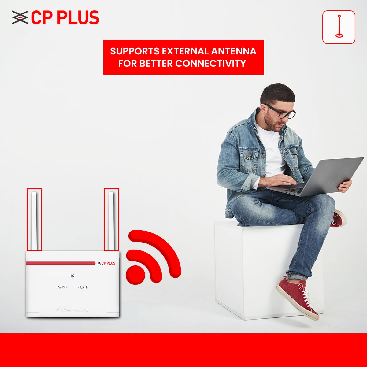 CP Plus 4G LTE Wi-Fi Router (CP-XR-DE21-S) - High Speed 4G Internet & Wider Wi-Fi Coverage upto 10m | Support External Antenna | Support Reset, WPS Button - Image 4