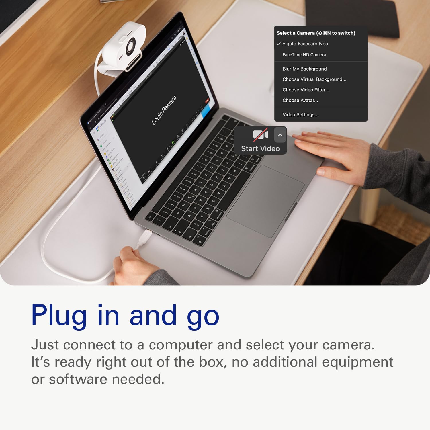 Elgato Facecam Neo Plug-n-Play Webcam, 1080p60 Full HD, USB Connect on Laptop & Desktop - For Streaming, Teams/Zoom/Slack, TikTok/Instagram/FaceTime - PC and Mac Friendly - Image 3