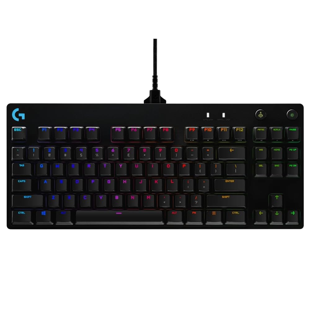 Logitech G PRO Mechanical Gaming Keyboard with GX Blue Clicky Switches/ Detachable Micro USB Cable/ Tenkeyless Design/ 16.8 Million Color LIGHTSYNC RGB Backlit Keys (Black)