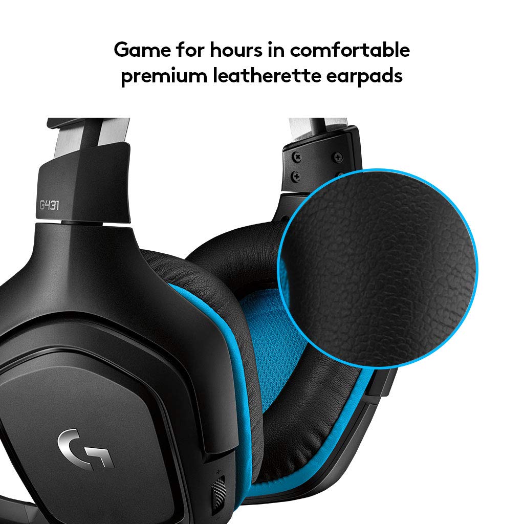 Logitech G431 Wired Over Ear Headphones with Mic - 7.1 Surround Sound/ DTS X 2.0/ 50 mm Audio Drivers/ USB and 3.5 mm Jack/ Flip-to-Mute Mic for PC (Black) - Image 3