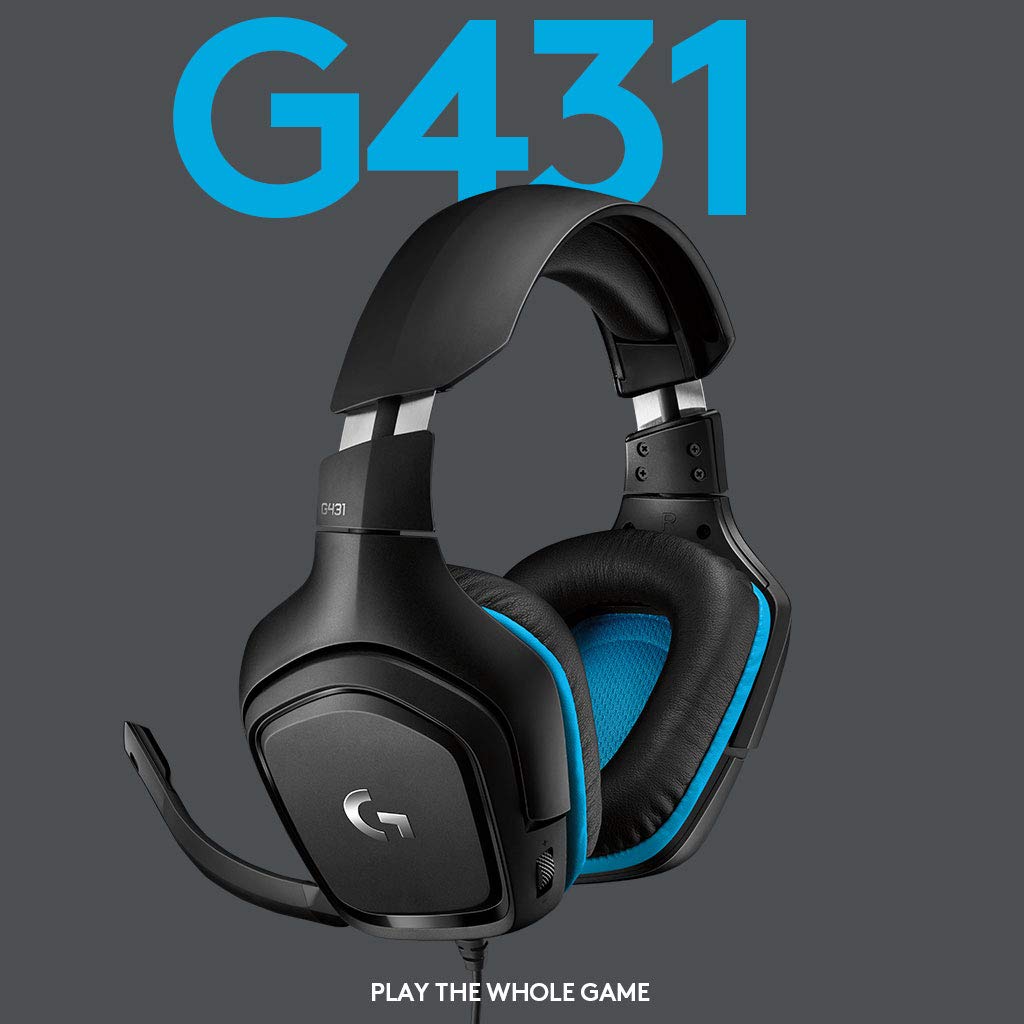 Logitech G431 Wired Over Ear Headphones with Mic - 7.1 Surround Sound/ DTS X 2.0/ 50 mm Audio Drivers/ USB and 3.5 mm Jack/ Flip-to-Mute Mic for PC (Black) - Image 2