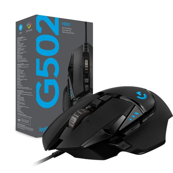 Logitech G502 Hero High Performance Wired USB Gaming Mouse with Hero 25K Sensor/ 25,600 DPI/ RGB/ Adjustable Weights/ 11 Programmable Buttons/ On-Board Memory/ PC/Mac - Black