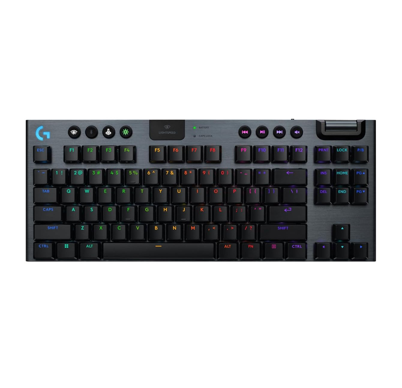 Logitech G915 X Lightspeed TKL Low-Profile Wireless Gaming Keyboard with Double-Shot PBT Keycaps/ Fully Programmable Keys/ RGB Backlighting/ Sleek Aluminum Finishing/ GL Brown Tactile Switches/ for PC/Mac (Black)