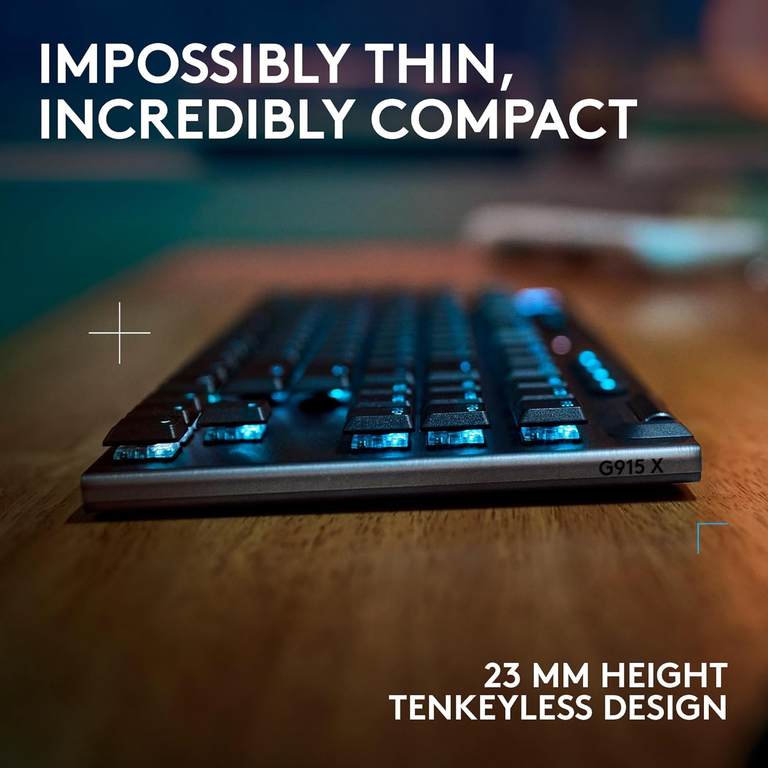 Logitech G915 X Lightspeed TKL Low-Profile Wireless Gaming Keyboard with Double-Shot PBT Keycaps/ Fully Programmable Keys/ RGB Backlighting/ Sleek Aluminum Finishing/ GL Brown Tactile Switches/ for PC/Mac (Black) - Image 3