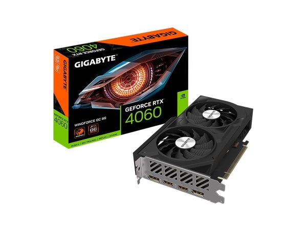 Gigabyte Geforce RTX 4060 Windforce OC 8GB GDDR6 128-Bit Dual Fan Graphics Card (GV-N4060WF2OC-8GD)