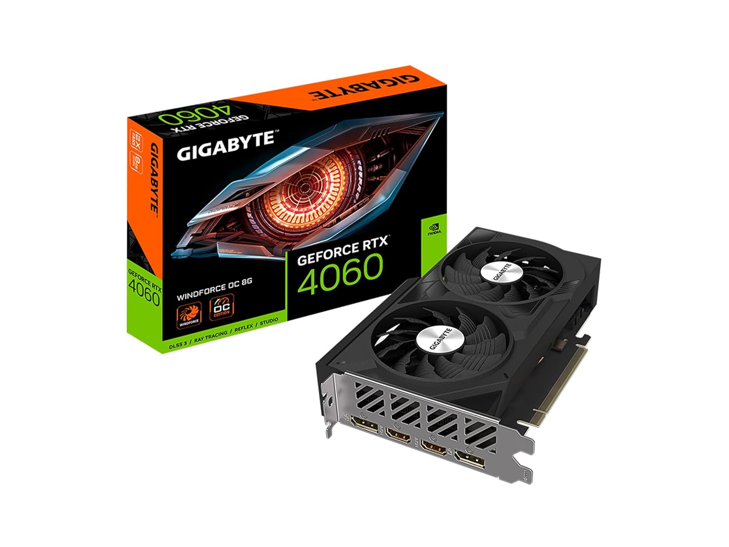 Gigabyte Geforce RTX 4060 Windforce OC 8GB GDDR6 128-Bit Dual Fan Graphics Card (GV-N4060WF2OC-8GD)