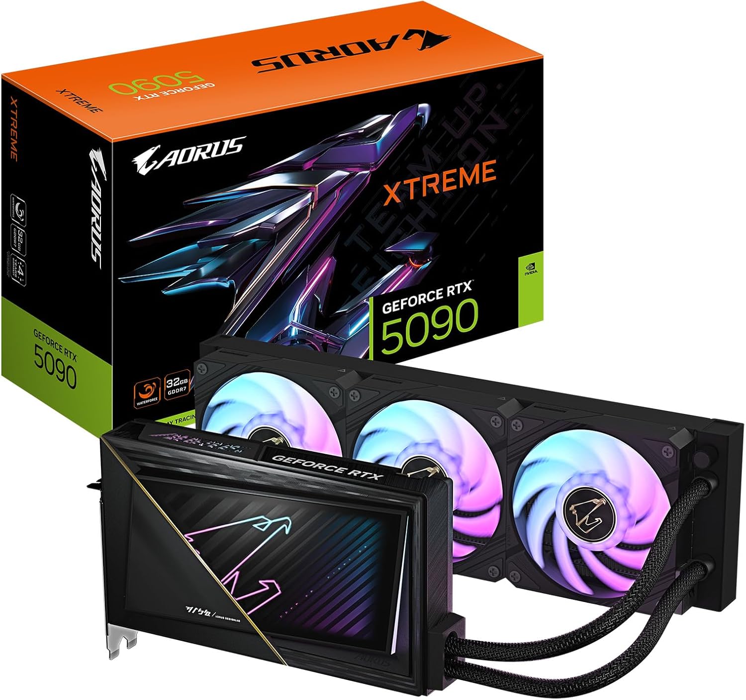 Gigabyte Aorus Geforce RTX 5090 Xtreme Waterforce 32GB GDDR7 512-Bit Triple Fan Graphics Card with All-in-one Cooling System (GV-N5090AORUSX W-32GD)
