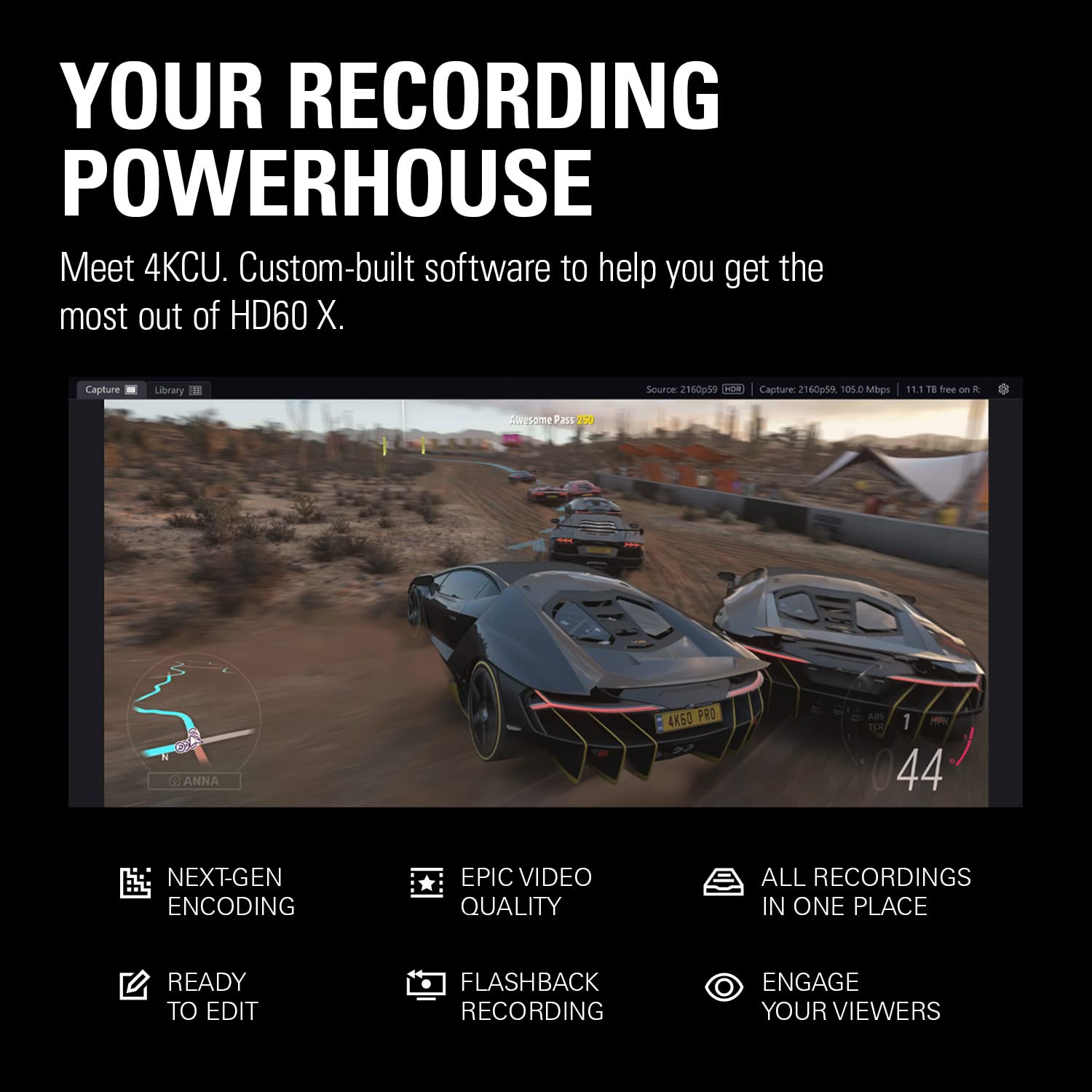 Elgato HD60 X External Game Capture Card - Stream and Record in 1080p60 HDR10 or 4K30 with Ultra-Low Latency on PS5, PS4/Pro, Xbox Series X/S, Xbox One X/S, in OBS and More, Works with PC and Mac - Image 4