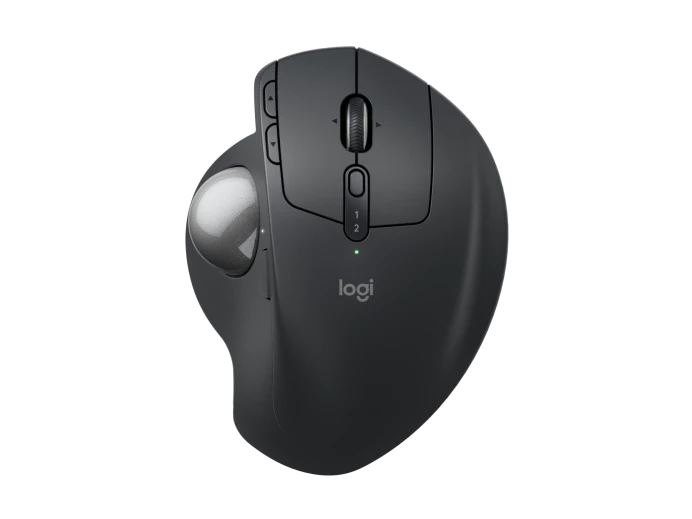 Logitech MX Ergo S Advanced Wireless Trackball Mouse, USB-C Rechargeable Wireless Ergonomic Mouse with Bluetooth and Encrypted Dongle, 6 Programmable Buttons, for PC/ Mac