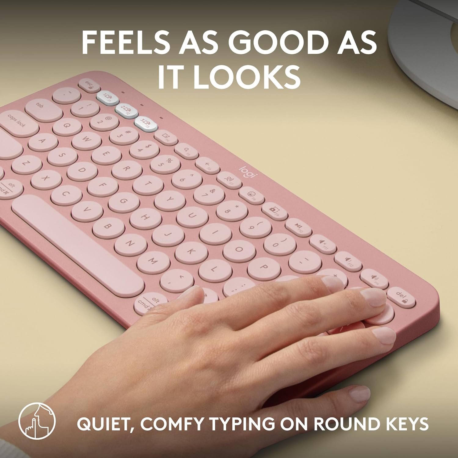 Logitech Pebble Keys 2 K380s, Multi-Device Bluetooth Wireless Keyboard with Customisable Shortcuts, Slim and Portable, Easy-Switch for Windows, macOS, iPadOS, Android, Chrome OS - Tonal Rose - Image 8