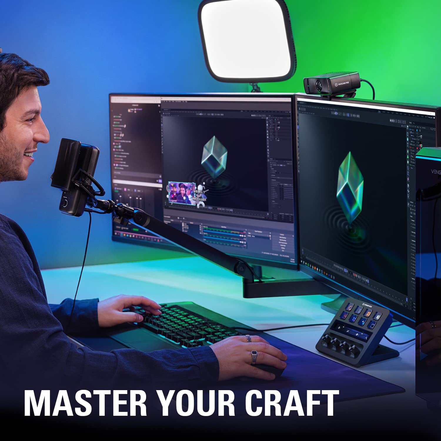 Elgato Stream Deck + Audio Mixer, Production Console And Studio Controller - For Content Creators, Streaming, Gaming, With Customisable Touch Strip Dials And LCD Keys, Works With Mac And PC, USB-A (Black) - Image 3