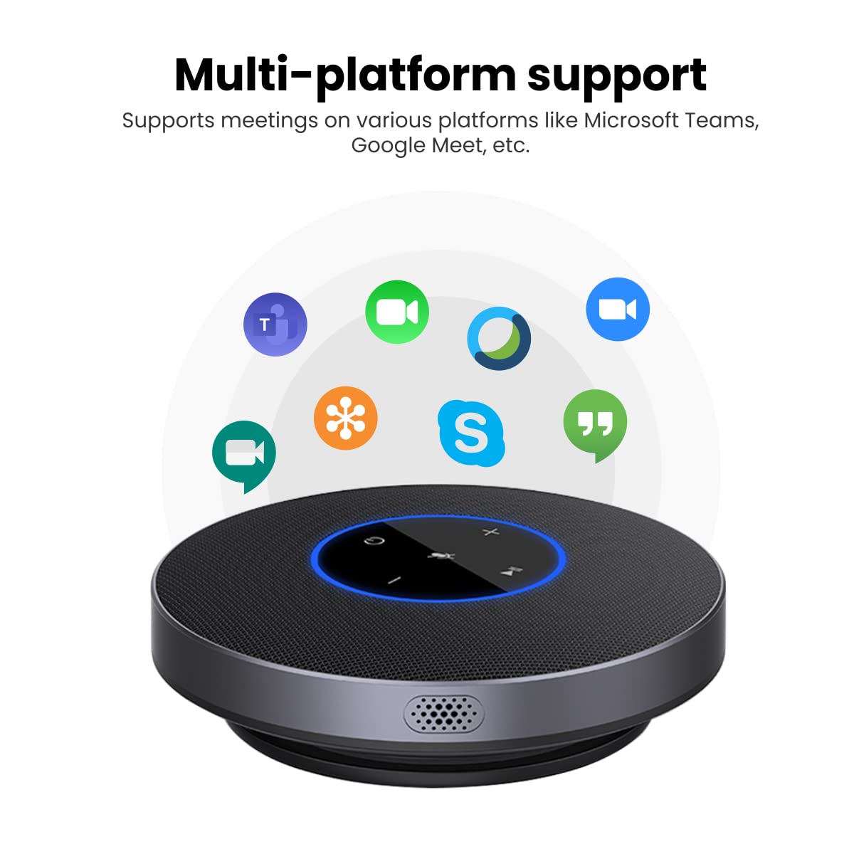 Portronics Talk Two Conference Speaker with Echo Cancellation and Noise Reduction, 3W Speakers and 3 Embedded Microphones 2M Microphone Coverage - Black - Image 4