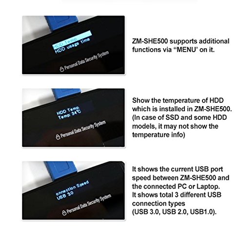 Zalman ZM-SHE500 4~8 Digit PIN Password Encrypted 2.5" External HDD Enclosure (USB 3.0) - Image 2