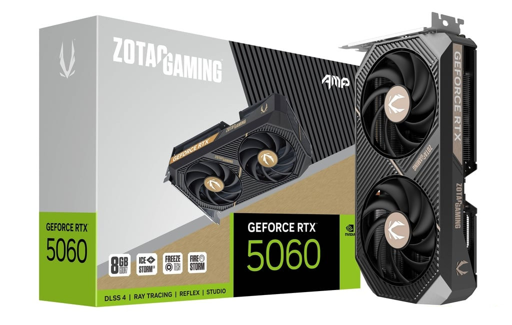 ZOTAC Gaming GeForce RTX 5060 AMP 8GB GDDR7 128-Bit Dual Fan Graphics Card (ZT-B50600F-10M)