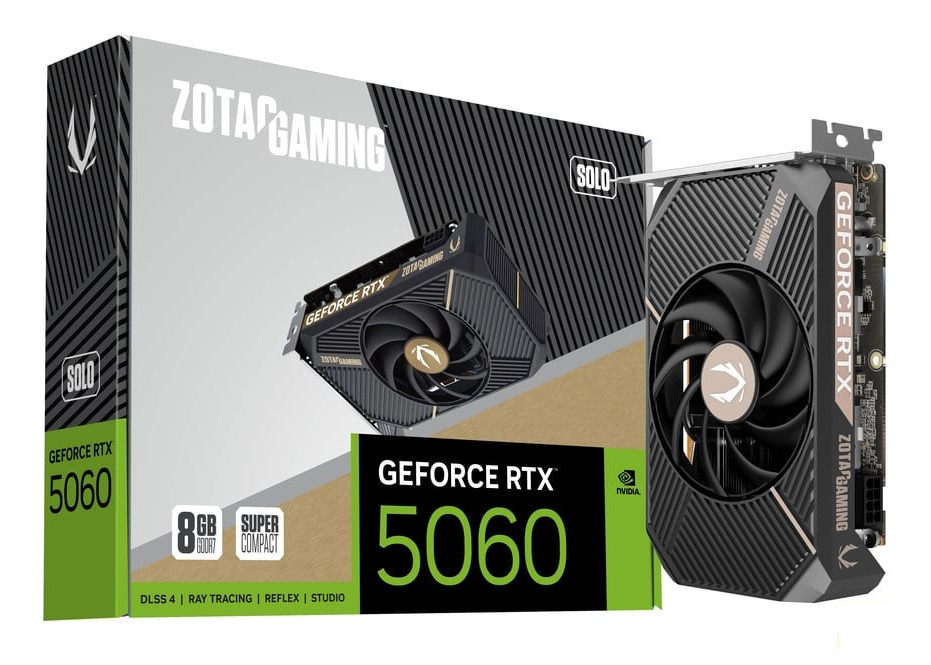ZOTAC Gaming GeForce RTX 5060 Solo 8GB GDDR7 128-Bit Graphics Card (ZT-B50600G-10L)