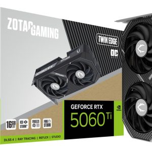 ZOTAC Gaming GeForce RTX 5060 Ti 16GB Twin Edge OC GDDR7 128-Bit Dual Fan Graphics Card (ZT-B50620H-10M)