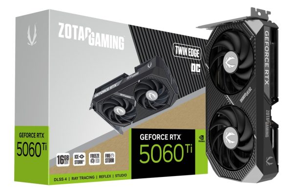 ZOTAC Gaming GeForce RTX 5060 Ti 16GB Twin Edge OC GDDR7 128-Bit Dual Fan Graphics Card (ZT-B50620H-10M)