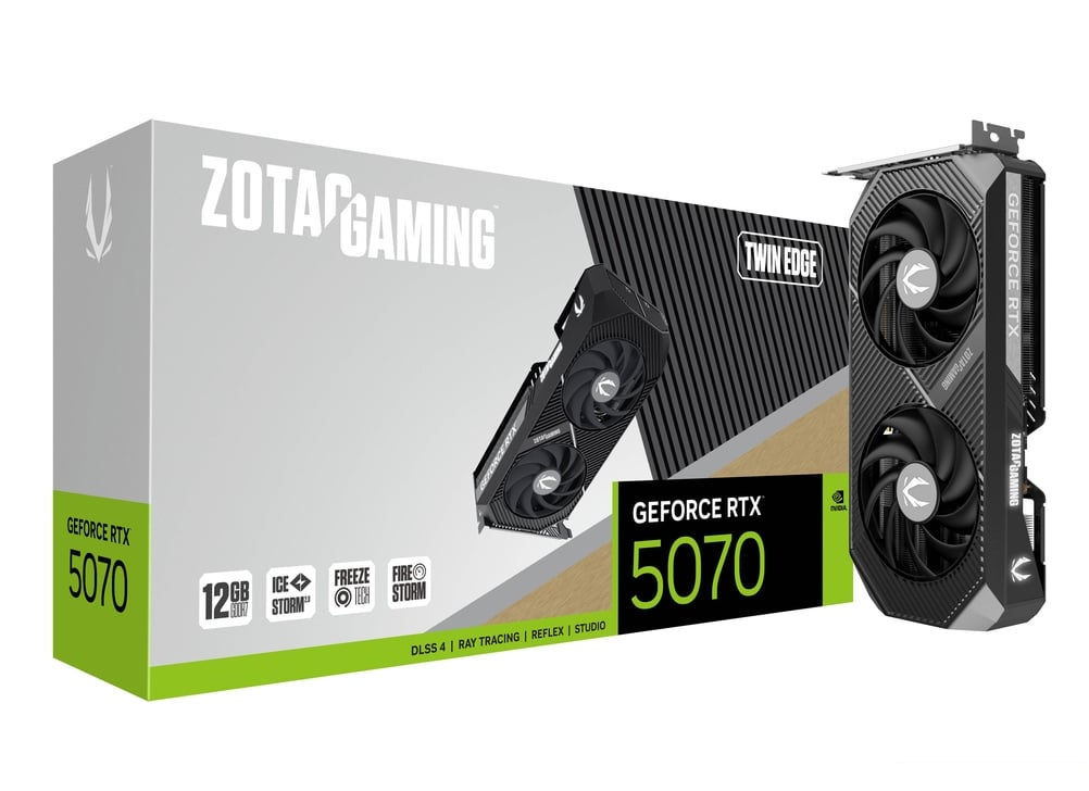 Zotac GeForce RTX 5070 Twin Edge 12GB GDDR7 192-Bit Dual Fan Graphics Card (ZT-B50700E-10P)