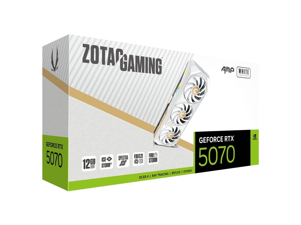 ZOTAC Gaming GeForce RTX 5070 AMP White Edition 12GB GDDR7 192-Bit Triple Fan Graphics Card (ZT-B50700FQ-10P) - Image 2