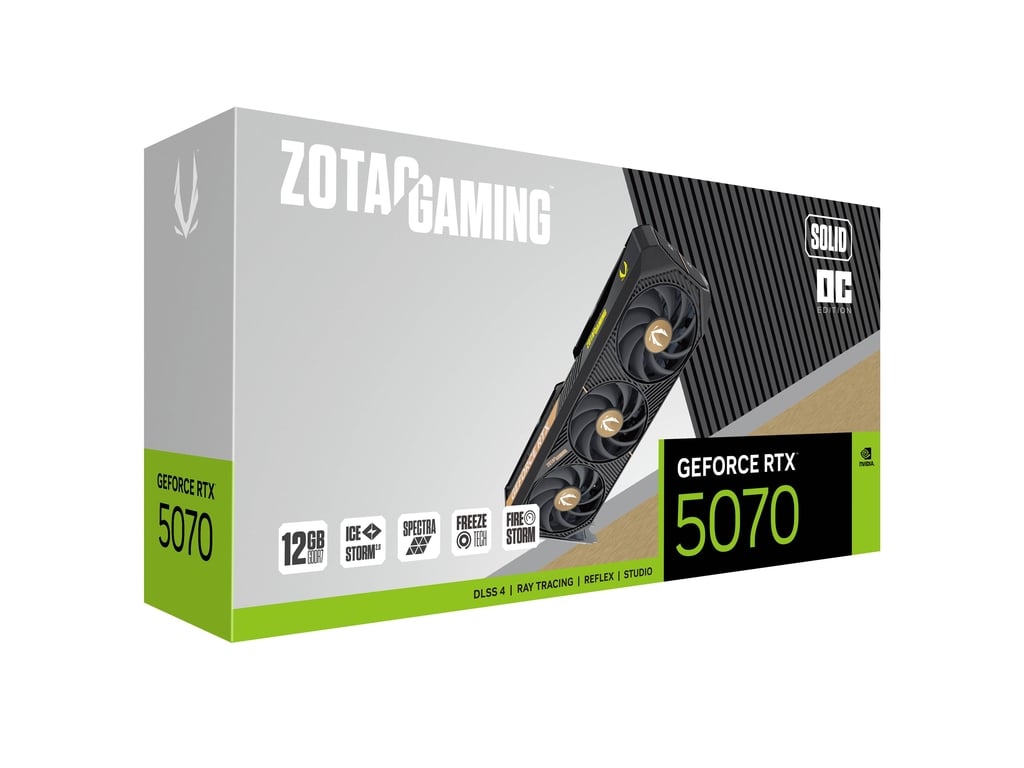 ZOTAC Gaming GeForce RTX 5070 SOLID OC 12GB GDDR7 192-Bit Triple Fan Graphics Card (ZT-B50700J-10P) - Image 2