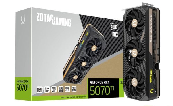 Zotac Gaming GeForce RTX 5070 Ti SOLID OC 16GB GDDR7 256-Bit Triple Fan Graphics Card (ZT-B50710J-10P)