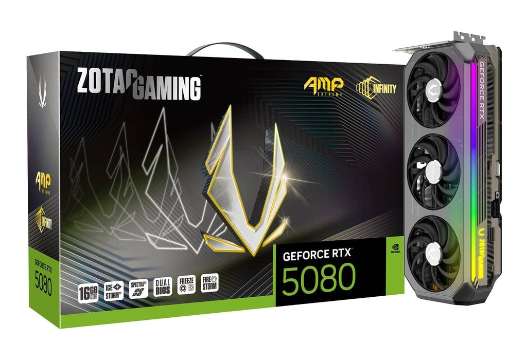 Zotac Gaming GeForce RTX 5080 AMP Extreme INFINITY 16GB GDDR7 256-Bit Triple Fan Graphics Card (ZT-B50800B-10P)
