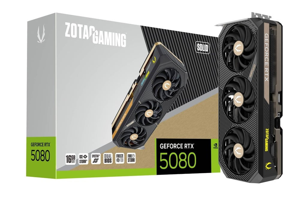 Zotac Gaming GeForce RTX 5080 SOLID 16GB GDDR7 256-Bit Triple Fan Graphics Card (ZT-B50800D-10P)