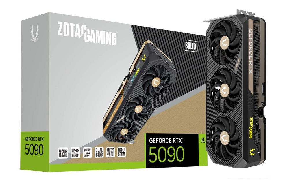 ZOTAC Gaming GeForce RTX 5090 Solid 32GB GDDR7 512-Bit Triple Fan Graphics Card (ZT-B50900D-10P)